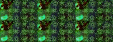 Tropik çiçek desenleri. Yeşil renkli çiçekler. Raster illüstrasyonu.