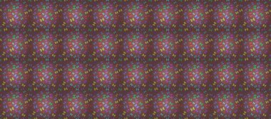 Renkli arkaplanda ilginç karalamalar olan kusursuz desen. Pano. Raster illüstrasyonu. Kelebekler.