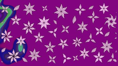 Raster Çiçek İllüstrasyonu güzel tekstil. Mor renkli etnik çiçeklerle zarif eskiz deseni.