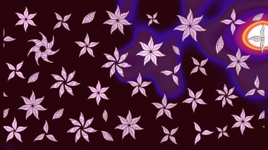 Asya tekstil tarzında. Raster illüstrasyonu. Kahverengi renkli çiçekler. Raster illüstrasyonu. Çiçek desenini çiz.