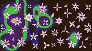 Kahverengi renkli bitkilerden oluşan parlak çiçekli çizim deseni.