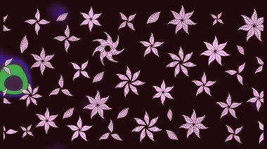 Raster illüstrasyonundaki çiçek desenli çizim. Kahverengi renkte çiçekler.