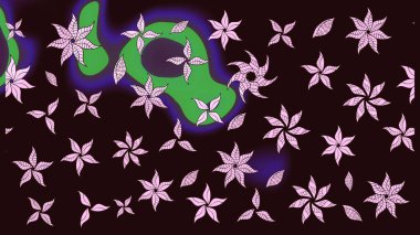 Düz Çiçek Elementleri Tasarımı. Raster illüstrasyonundaki çiçek desenli çizim. Renkli Bahar Teması eskiz kalıbı. Süslü kumaş deseni.