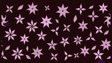 Düz Çiçek Elementleri Tasarımı. Kahverengi renkli şirin çiçek deseni. Renkli Bahar Teması eskiz kalıbı. Raster Modaya uygun kumaş deseni.