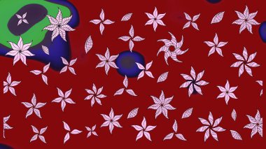 Renkli Yaz Temalı eskiz kalıbı. Kırmızı renkte çiçekler. Sevimli çiçek raster deseni. Düz Çiçek Elementleri Tasarımı.