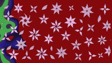 Çiçek ve yapraklı çiçek deseni. Raster illüstrasyonu. Küçük çiçekli şirin desen.