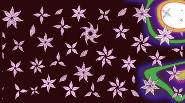 Düz Çiçek Elementleri Tasarımı. Renkli Yaz Temalı eskiz kalıbı. Kahverengi renkli çiçekler. Çiçekli retro deseni çiz.