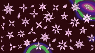 Renkli Bahar Teması eskiz kalıbı. Düz Çiçek Elementleri Tasarımı. Çiçek deseni. Raster çizimi. Güzel kumaş deseni..