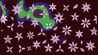 Renkli Bahar Teması eskiz kalıbı. Düz Çiçek Elementleri Tasarımı. Kahverengi renkli çiçekler. Çiçekle çizim deseni.