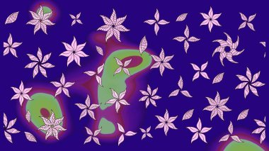 Mavi renkli çiçekler. Renkli Bahar Teması eskiz kalıbı. Sevimli çiçek raster deseni. Düz Çiçek Elementleri Tasarımı.