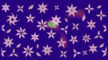 Çiçeksel çizim kalıbının yansıması. Vadinin mavi renkli çiçekleri.