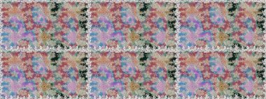 Raster deseni. Ağaç dallı bahar çiçekleri, çiçek siluetiyle nötr renkler.