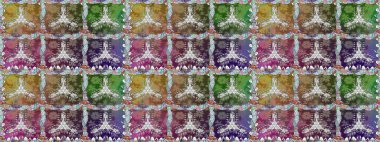 Renkli Bahar Temalı Kusursuz Arkaplan. Raster illüstrasyonu. Karalama çiçeği. Zentangle soyut çiçekleri. Düz Çiçek Elementleri Tasarımı. Şirin kumaş deseni.