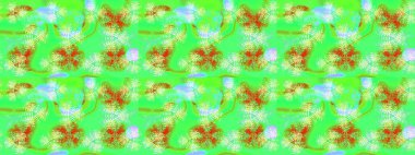 Kar tanelerinin soyut arkaplanlı Noel şablonu. Raster illüstrasyonu. Noel ve yeni yıl moda baskıları için tatil tasarımı. Yeşil, mavi ve nötr kar taneleri.