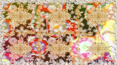 Raster oryantal süs. Altın elementlerle bej renklerde altın desen. Geleneksel klasik altın desen. Barok tarzında kusursuz bir doğulu süsü..