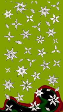 Modern gelişim yeşil raster arka plan duvar kâğıdı illüstrasyonu klasik çizgili, desenli desenli çiçekler, çiçekli süsler. Çiçekli el çizimi çizimi deseni.