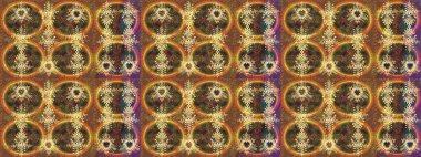 Noel ve yeni yıl moda baskıları için tatil tasarımı. Raster illüstrasyonu. Kar tanelerinin soyut arkaplanlı Noel şablonu. Kahverengi, sarı ve turuncu kar taneleri.