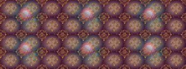 Raster illüstrasyonunda kusursuz çiçek deseni. Kahverengi, mor ve gri renkte çiçekler. Renkli Bahar Temalı Kusursuz Arkaplan. Düz Çiçek Elementleri Tasarımı.