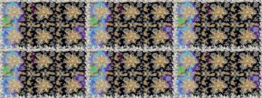 Çiçek süsü kumaş deseni, cam, çiçek desenli metal gri renkli ve altın elementli. Klasik raster altın pürüzsüz desen.