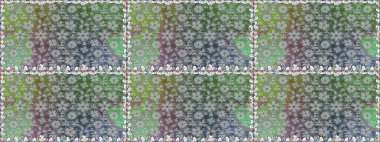 Raster illüstrasyonu. Gri renklerde. Çiçek buketleriyle klasik tarzda kusursuz desen.