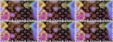 Renkli Bahar Temalı Kusursuz Arkaplan. Kusursuz çiçek deseni. Raster illüstrasyonu. Asya tekstil tarzında. Kahverengi renkli çiçekler. Düz Çiçek Elementleri Tasarımı.