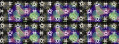 Mavi, nötr ve gri renklerde altın elementlerle Raster eskiz deseni. Tasarım için Damask çizim deseni.