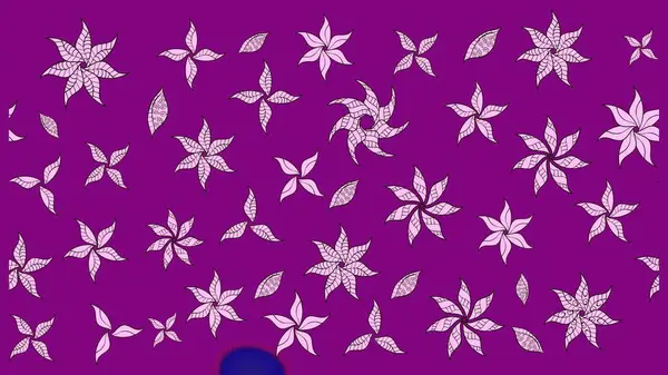 Düz Çiçek Elementleri Tasarımı. Renkli Yaz Temalı eskiz kalıbı. Mor renkli çiçekler. Sevimli çiçek raster deseni.