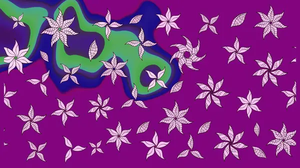 Raster illüstrasyonu. Robot resim. Küçük çiçekte sevimli çiçek deseni var..