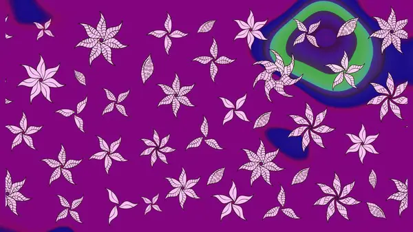 Renkli Bahar Teması eskiz kalıbı. Çocuk stili. Çiçekli eskiz arkaplanı. Düz Çiçek Elementleri Tasarımı.