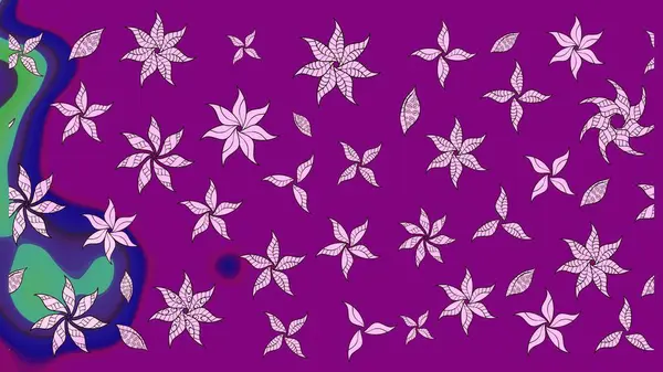 Çizim çiçek deseni duvar kâğıdı olarak kullanılabilir. Raster illüstrasyonu. Mor renkte çiçekler.