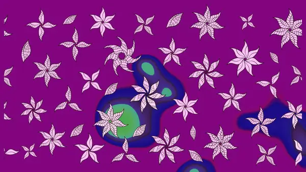 Moda baskıları için zarif bir şablon. Modern çiçek arkaplanı. Parlak renkli çiçekleri ve mor renkli yaprakları olan harika bir çiçek deseni. Halk stili.