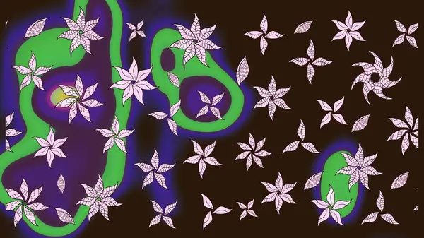 Kahverengi renkli bitkilerden oluşan parlak çiçekli çizim deseni.