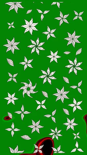 Çiçek desenli raster, yeşil çizgi grafik desenli soyut raster arkaplan. Modern stil dokusu.