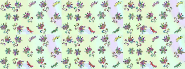 Sevimli çiçek raster deseni. Moda kumaş deseni. Yaz tema Dikişsiz desen arka plan rengi. Düz çiçek öğeleri tasarım.