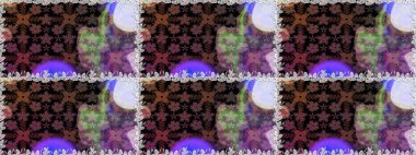 Küçük çiçekli kusursuz yay deseni. Suluboya tarzında kahverengi renkte. Raster illüstrasyonu.