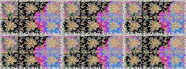 Altın elementli gri renkler. Çiçek desenli altın metal. Kusursuz altın desen. Raster altın çiçek süsü brokar kumaş ve cam desenli..