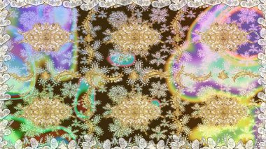 Damask pürüzsüz yineleme kalıbı. Tarafsız renklerde altın element. Barok tarzında altın çiçekli süs. Antika altın tekrarlanabilir duvar kağıdı.