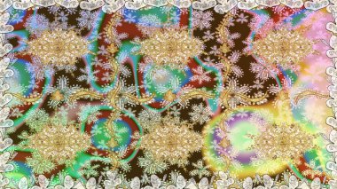 Tarafsız renklerde altın element. Süslü raster dekorasyonu. Klasik barok çiçekli, nötr yerine altın desenli. Lüks, kraliyet ve Viktorya dönemi konsepti.