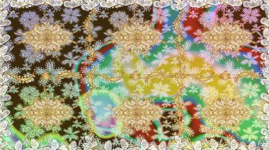 Tarafsız renklerde desen. Raster Golden Mehndi kusursuz desen. Kına dövmeli süs çiçekleri, altın çıkartmalar, mehndi ve yoga tasarımı, kartlar ve parmak izleri..