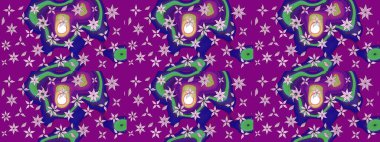 Tatil havası. Raster güzel bir çiçek deseni çizmiş. Nazik romantik baskı. Bahar mevsimi. Mor renkte çiçekler.