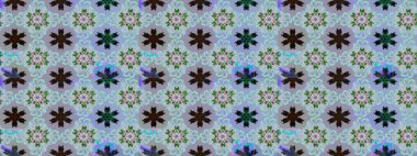 Sevimli çiçek raster deseni. Mavi renkli çiçekler. Renkli Bahar Teması eskiz kalıbı. Düz Çiçek Elementleri Tasarımı.