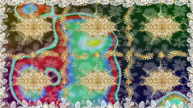 Lüks, kraliyet ve Viktorya dönemi konsepti. Süslü raster dekorasyonu. Klasik barok çiçekli, nötr yerine altın desenli. Tarafsız renklerde altın element.