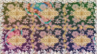 Paisleys zarif çiçek desenli arkaplan duvar kâğıdı çizimi klasik stil, modern 3D çizgili sanat eseri altın ve nötr desenli çiçek yaprakları ve süslemeleri..