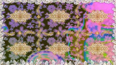 Barok tarzında kusursuz bir doğulu süsü. Gri renklerdeki altın elementler. Geleneksel klasik raster altın pürüzsüz desen.