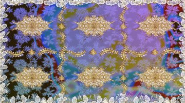 Paisleys zarif çiçek desenli arkaplan duvar kâğıdı çizimi klasik stil, modern 3D çizgili sanat ve menekşe desenli çiçek yaprakları ve süslemeleri..