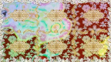 Barok tarzında kusursuz bir doğulu süsü. Raster geleneksel altın pürüzsüz desen nötr renkler üzerinde.