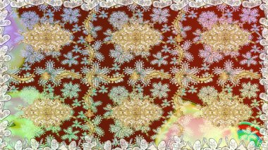 Tarafsız renklerde altın elementler. Barok tarzında kusursuz bir doğulu süsü. Geleneksel klasik raster altın pürüzsüz desen.