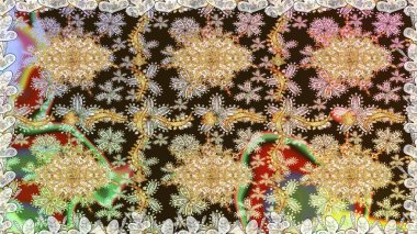 2019 Noel 'i, kar tanesi, yeni yıl. Kahverengi renklerde ve altın elementlerle klasik, pürüzsüz desen.