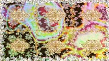 Raster Golden Mehndi kusursuz desen. Tarafsız renklerde desen. Kına dövmeli süs çiçekleri, altın çıkartmalar, mehndi ve yoga tasarımı, kartlar ve parmak izleri..