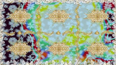 Paisleys zarif çiçek desenli arkaplan duvar kâğıdı çizimi klasik stil, modern 3D çizgili sanat eseri altın ve nötr desenli çiçek yaprakları ve süslemeleri..